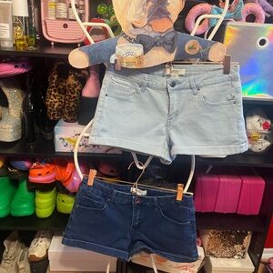 Light Blue and Dark Blue Women's Shorts